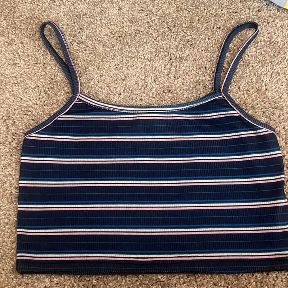 blue striped crop top